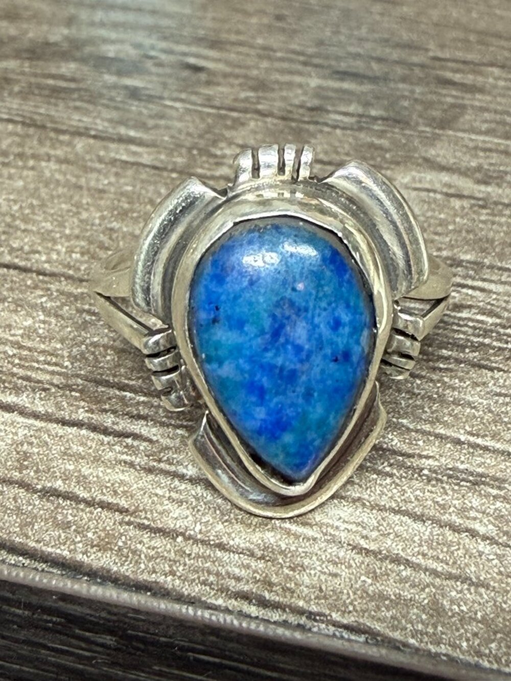 Native Sterling Silver Denim Lapis ring stamped SG